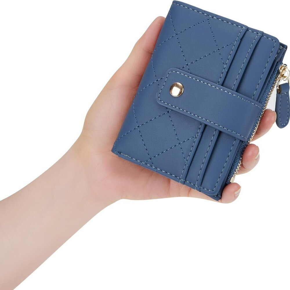 Women's Cute Leather Card Holder Small Compact Bifold Wallet with Zip Coin Pocke - Picture 5 of 6